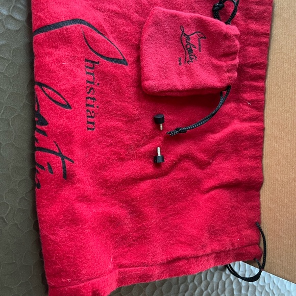 Christian Louboutin Black and Mirror Gold Open-Toe Heel Booties - Picture 5 of 6